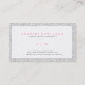 Witte glitter en sparkles roze accenten visitekaartje (Achterkant)