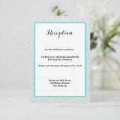 Witte Glitter en Teal Frame- Ontvangst Uitnodiging (Staand voorkant)