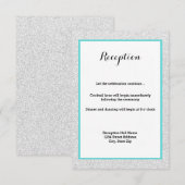 Witte Glitter en Teal Frame- Ontvangst Uitnodiging (Voorkant / Achterkant)