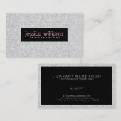 Witte glitter en zwarte sparkels visitekaartje (Voorkant / Achterkant)