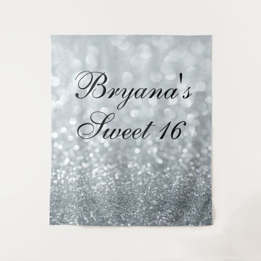 Witte Glitter Fonkelende Glitterspikkels Zoete 16  Wandkleed (Voorkant)