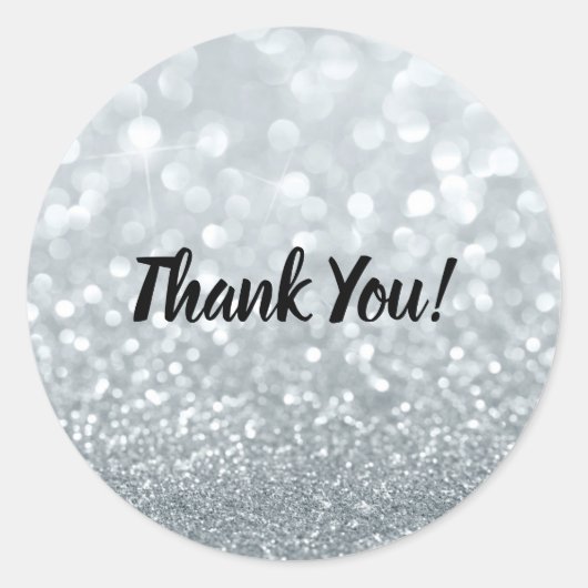 Witte Glitter Fonkelende Sparkle Sweet 16 Feest Ronde Sticker (Voorkant)