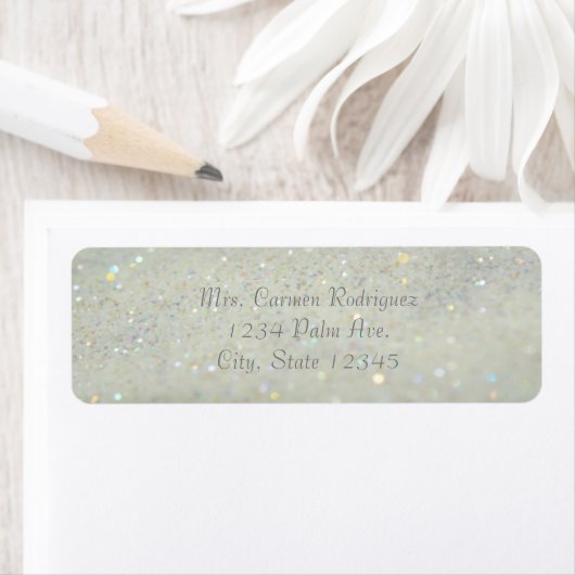 Witte Glitter Glam Bokeh Sparkle Adresetiketten Etiket (Insitu)