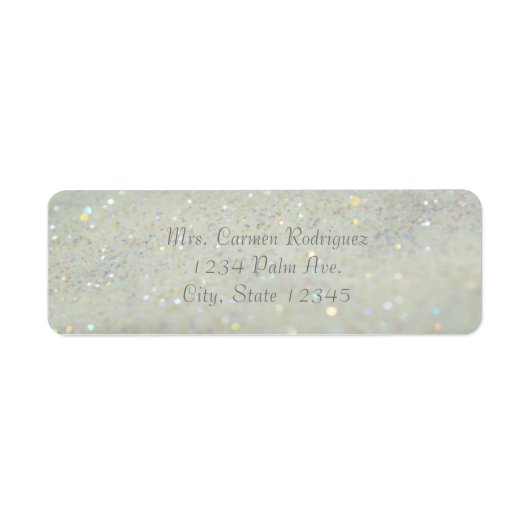 Witte Glitter Glam Bokeh Sparkle Adreslabels Etiket (Voorkant)
