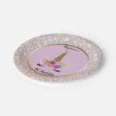 Witte Glitter Glam Eenhoorn Roze Verjaardagsfeest Papieren Bordje (Gekanteld)