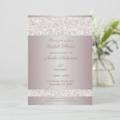 Witte Glitter Glans Blush Roze Bruidsdouche Kaart (Staand voorkant)