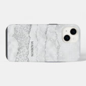 Witte Glitter Glans iPhone Hoesje (Achterkant horizontaal)