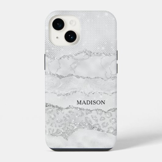 Witte Glitter Glans iPhone Hoesje (Achterkant)