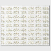 Witte glitter & Gold-The Bride-tekst Design Patter Cadeaupapier (Vlak)