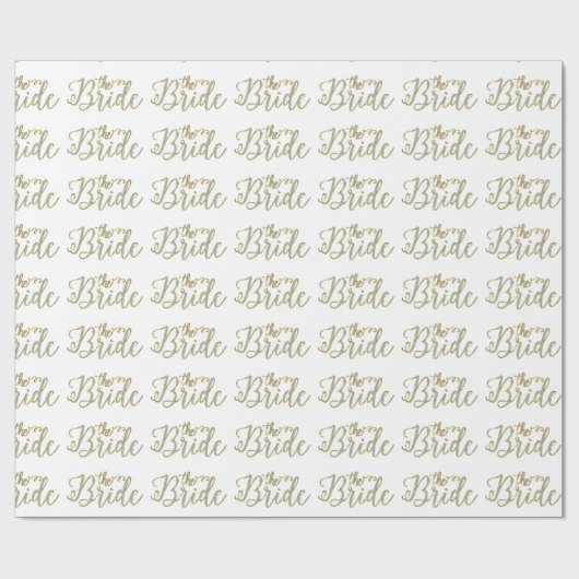 Witte glitter & Gold-The Bride-tekst Design Patter Cadeaupapier (Vlak)