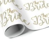 Witte glitter & Gold-The Bride-tekst Design Patter Cadeaupapier (Rol Hoek)
