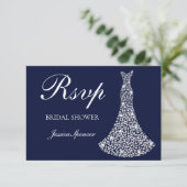 Witte Glitter Jurk Verjaardag / Bruidsmeisjes Uitn RSVP Kaartje (Staand voorkant)