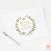 Witte glitter laurierkrans ronde sticker (Envelop)