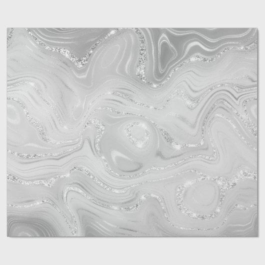 Witte glitter luxe patroon cadeaupapier (Vlak)