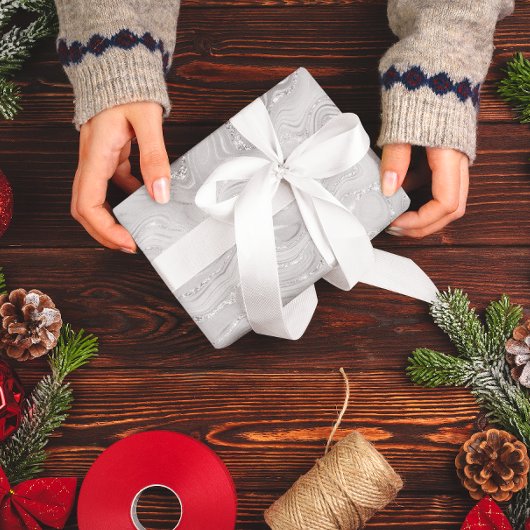 Witte glitter luxe patroon cadeaupapier