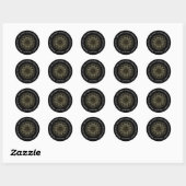 Witte glitter mandala harten en zeugen ronde sticker (Vel)