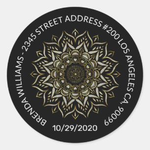 Witte glitter mandala harten en zeugen ronde sticker