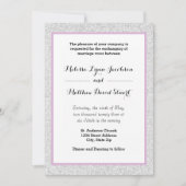 Witte glitter & Paarse ingelijst - Huwelijksuitnod Kaart (Voorkant)