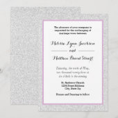 Witte glitter & Paarse ingelijst - Huwelijksuitnod Kaart (Voorkant / Achterkant)