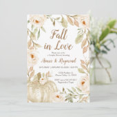 Witte glitter pompoen koppels douche kaart (Staand voorkant)