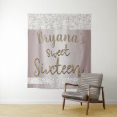 Witte Glitter Roze Blush Sweet 16 Achtergrond Wandkleed (In situ)