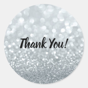 Witte Glitter Sparkly Sparkle Sweet 16 Party Ronde Sticker