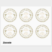 Witte & Glitter Typografische Kerstmis & Engelen Ronde Sticker (Vel)