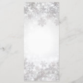 Witte Glitterende Sneeuwvlokken Winter Bruiloftsme Menu (Achterkant)
