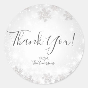 Witte Glitterende Sneeuwvlokken Winter Wonderland Ronde Sticker