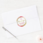witte glitterroze en gouden dank voor uw Logo Ronde Sticker (Envelop)