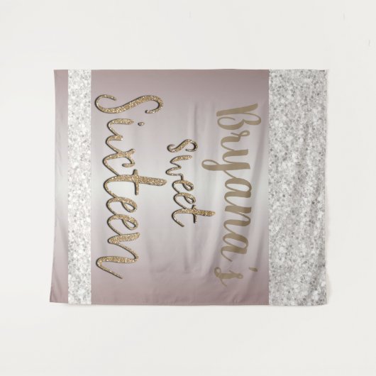 Witte glitters schitterende roze zoete 16 achtergr wandkleed (Voorkant (horizontaal))