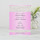 Witte Glitters Schittering Roze Glam Bruidsmeisjes Kaart (Staand voorkant)