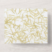 Witte Glitzy Gouden Confetti bruiloft All In One Uitnodiging (Achterkant)