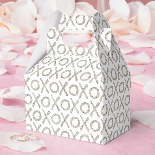 Witte Glitzy Zilveren XOXO Bruiloft Bruidsfeest Bedankdoosjes (Huwelijk)