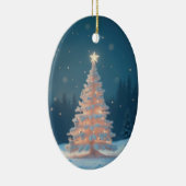 Witte gloeiende kerstboom keramisch ornament (Rechts)