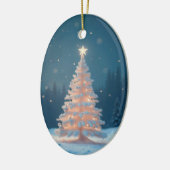 Witte gloeiende kerstboom keramisch ornament (Links)