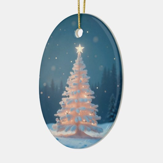 Witte gloeiende kerstboom keramisch ornament (Links)