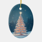 Witte gloeiende kerstboom keramisch ornament (Voorkant)