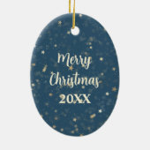 Witte gloeiende kerstboom keramisch ornament (Achterkant)