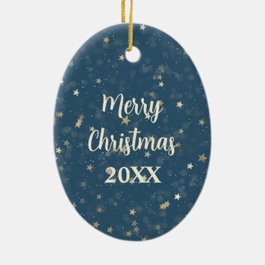 Witte gloeiende kerstboom keramisch ornament (Achterkant)