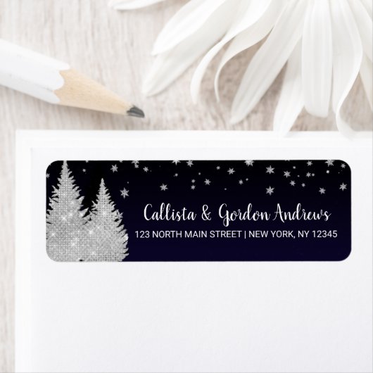 Witte gloeiende kerstverlichting Glitter Bomen Sne Etiket (Insitu)