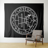 Witte Goetia Zegel van Salomo op zwart Wandkleed (In Situ (horizontaal))