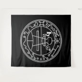 Witte Goetia Zegel van Salomo op zwart Wandkleed (Voorkant (horizontaal))
