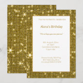 WITTE GOLD DiSCO METALLIC BIRTHDAY-INVITATIE Kaart (Voorkant / Achterkant)
