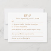 Witte Golden Beige Gast Keuzes Bruiloft RSVP Kaart (Voorkant)