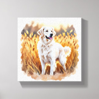 Witte Golden Retriever Hond Canvas Afdruk