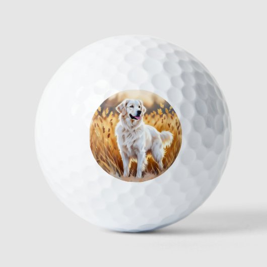 Witte Golden Retriever Hond Golfballen (Voorkant)