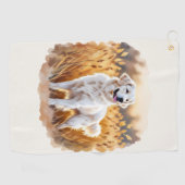 Witte Golden Retriever Hond Golfhanddoek (Horizontaal)