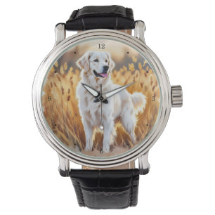Witte Golden Retriever Hond Horloge