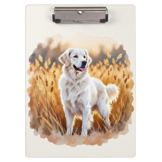 Witte Golden Retriever Hond Klembord (Voorkant)